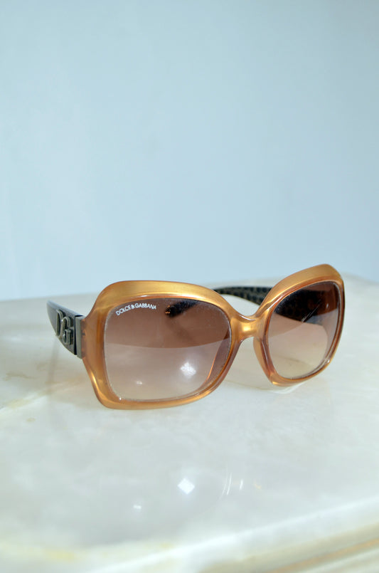 "Dolce & Gabbana" Beige & Black patterned Vintage Sunglasses