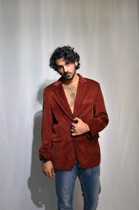 Red Corduroy Tailored Jacket