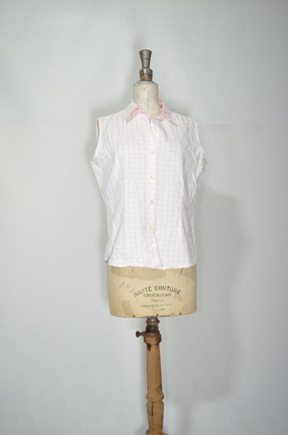 White & Pink Checkered Shirt