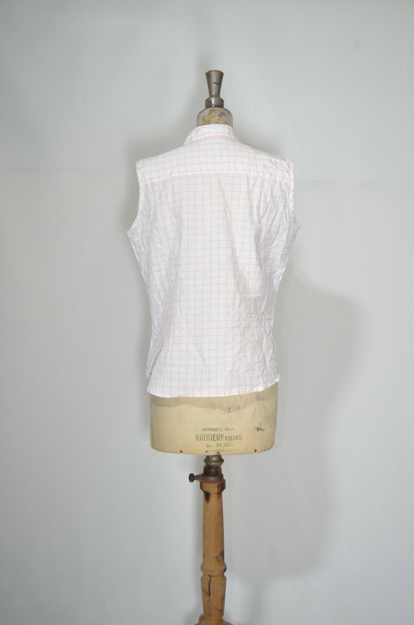 White & Pink Checkered Shirt