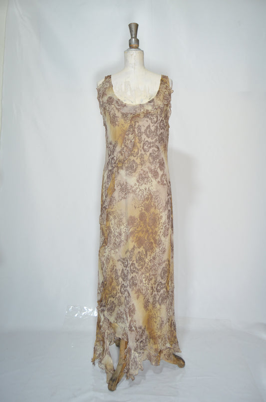 Brown Fairy Floral Evening Gown