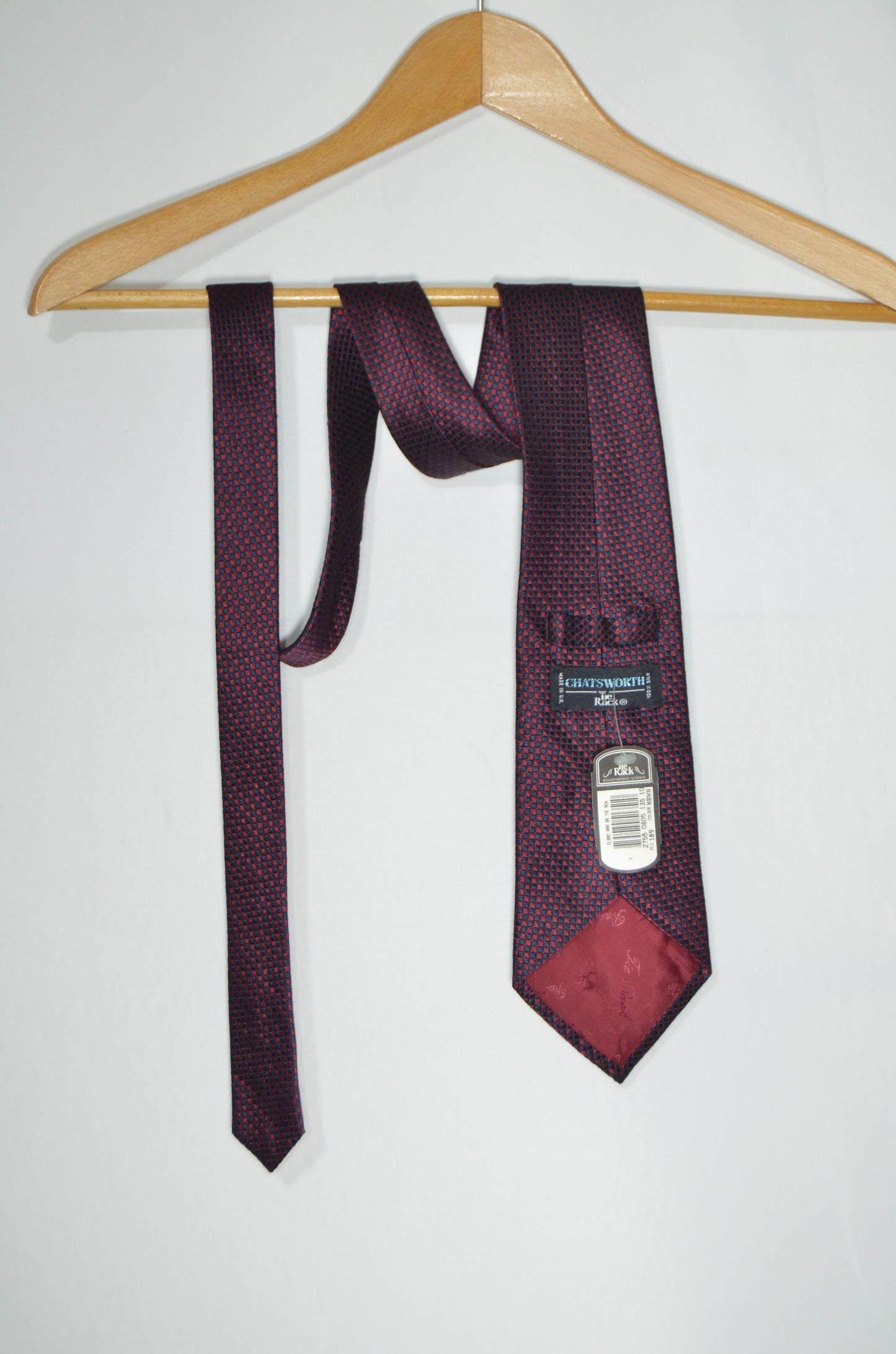 "Whatsworth" Burgundy & Blue Checkered Tie