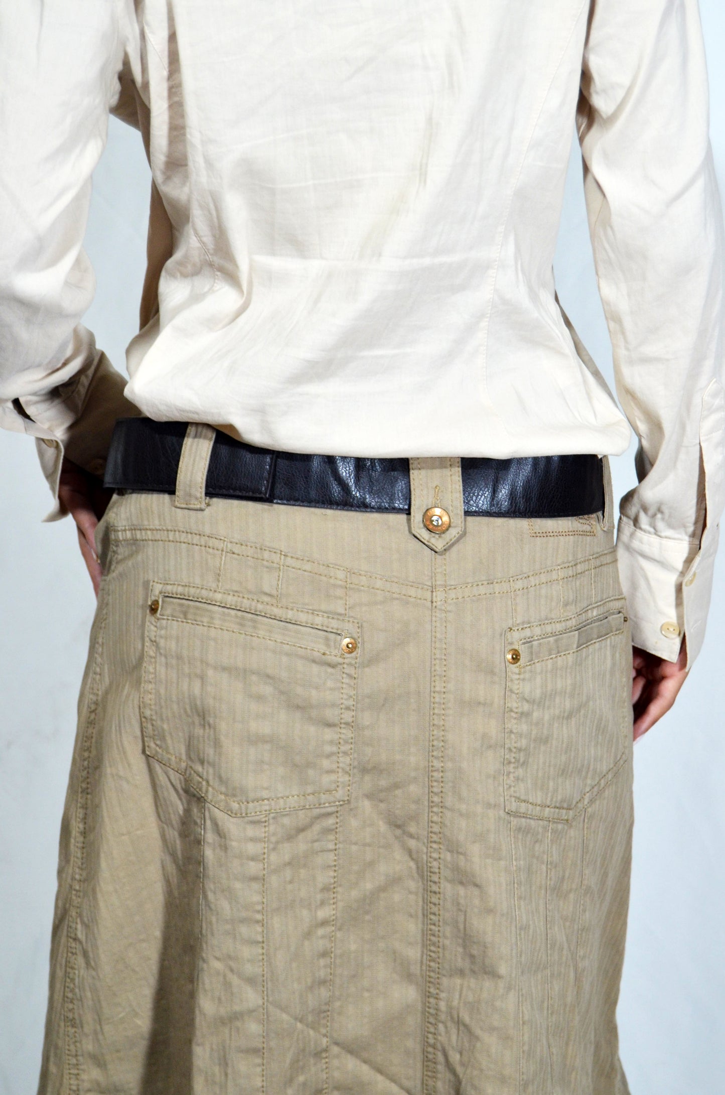 Black Leather Belt with Silver Buckle