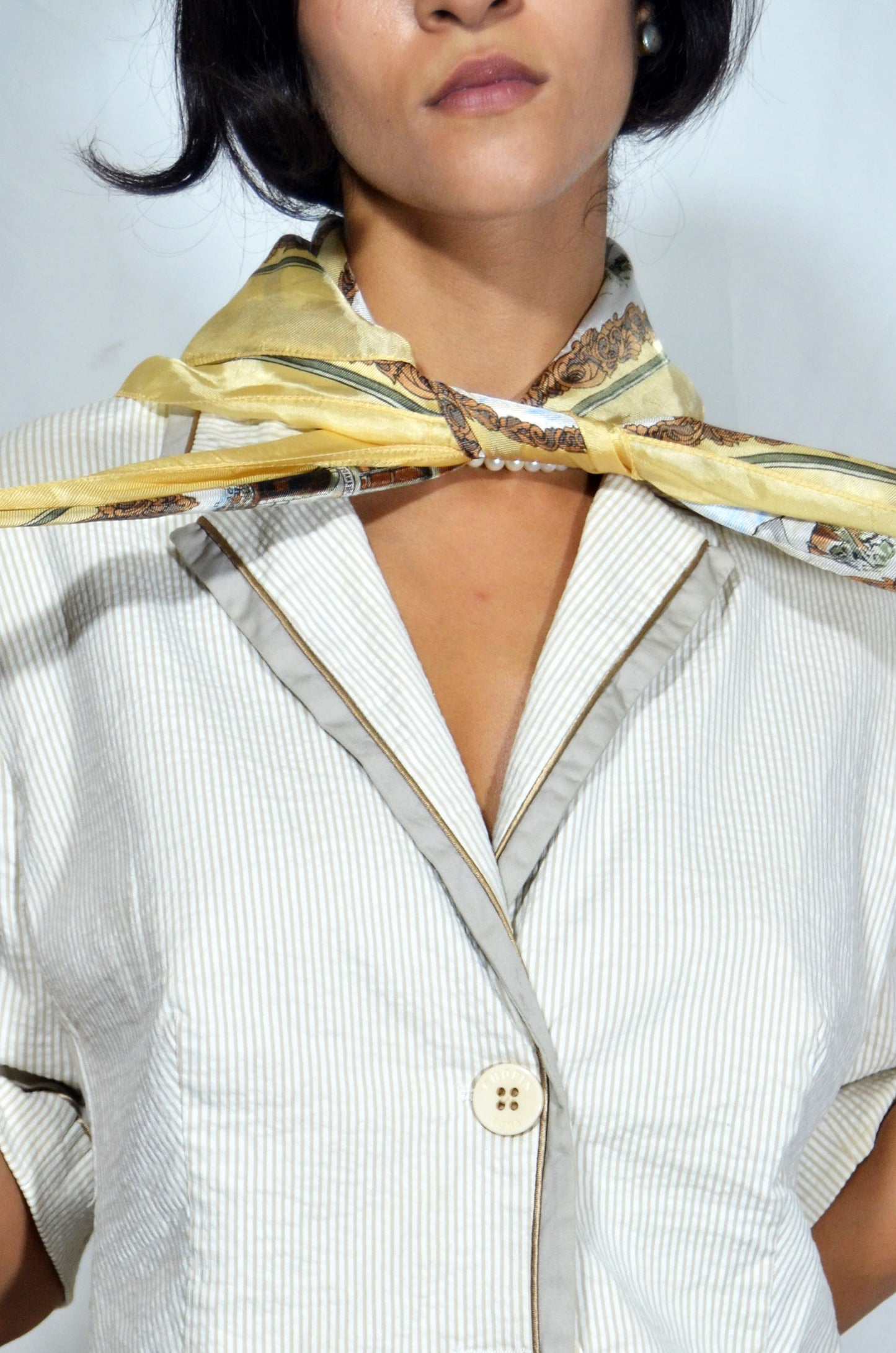 Yellow Baroque-Print Silk Scarf