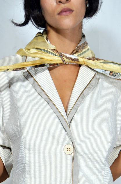 Yellow Baroque-Print Silk Scarf
