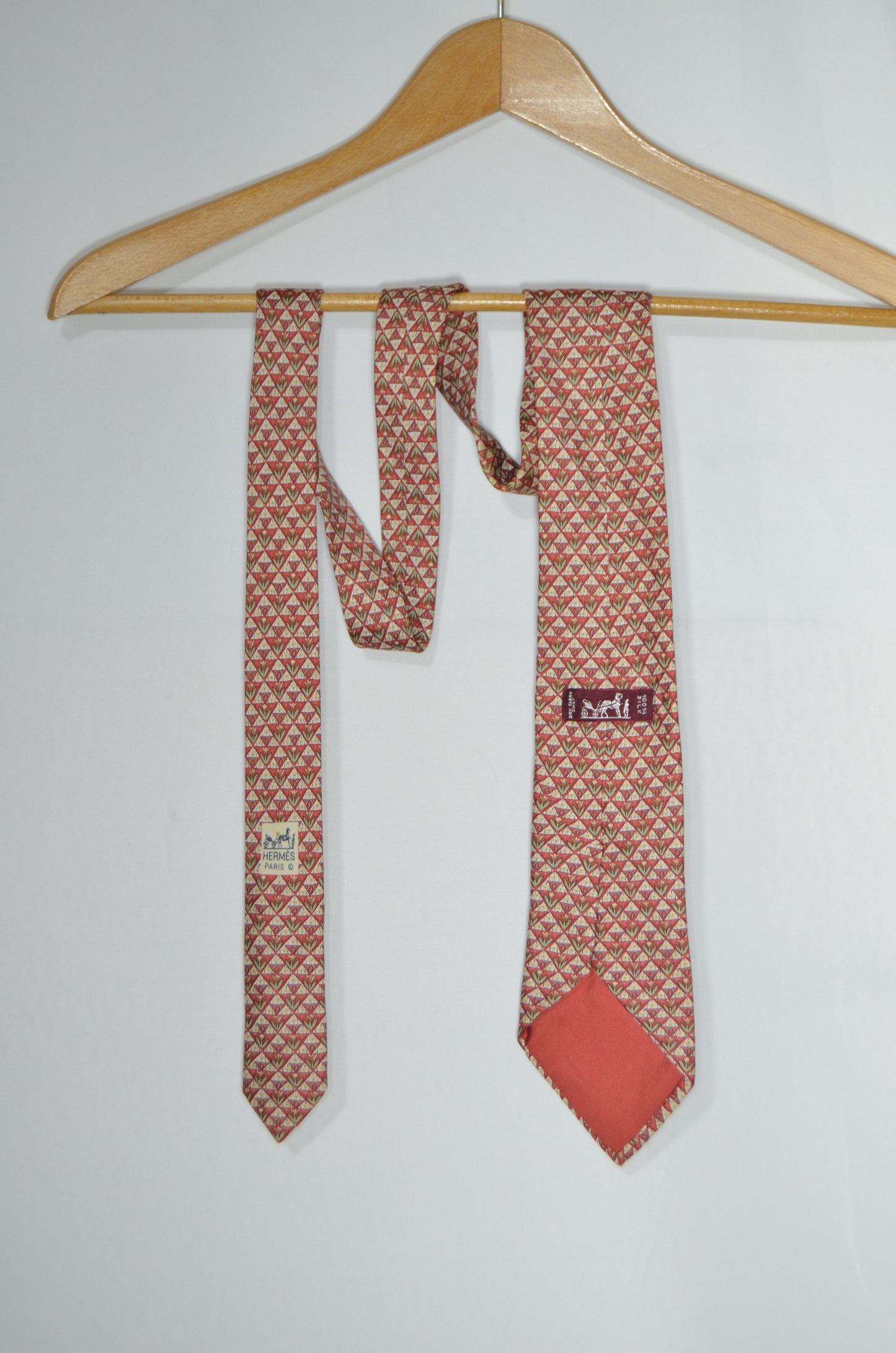 "Hermes" Orange & Green Patterned Tie