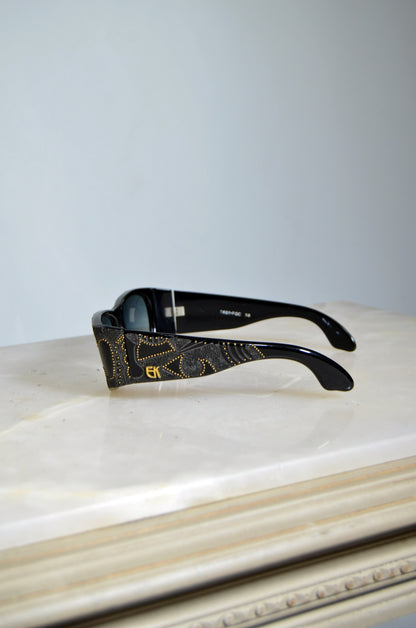 "Emanuelle Khanh" Black Patterned Vintage Sunglasses