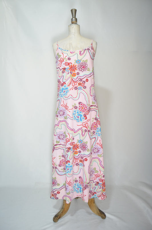 Pink Floral Flowy Maxi Dress