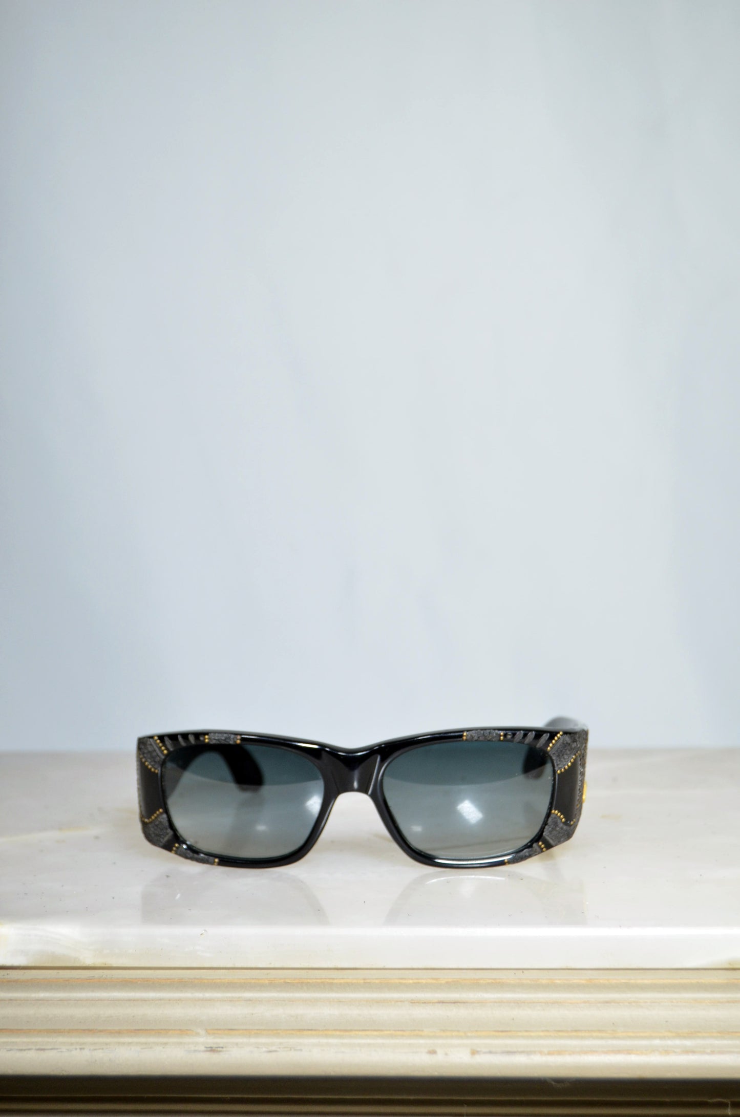 "Emanuelle Khanh" Black Patterned Vintage Sunglasses