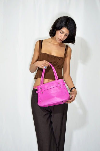 Pink Leather Vintage Shoulder Bag