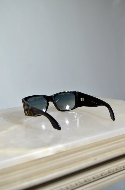 "Emanuelle Khanh" Black Patterned Vintage Sunglasses