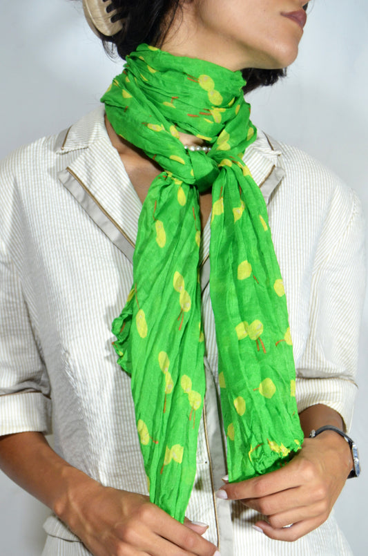 Green Printed Lightweight Scarf