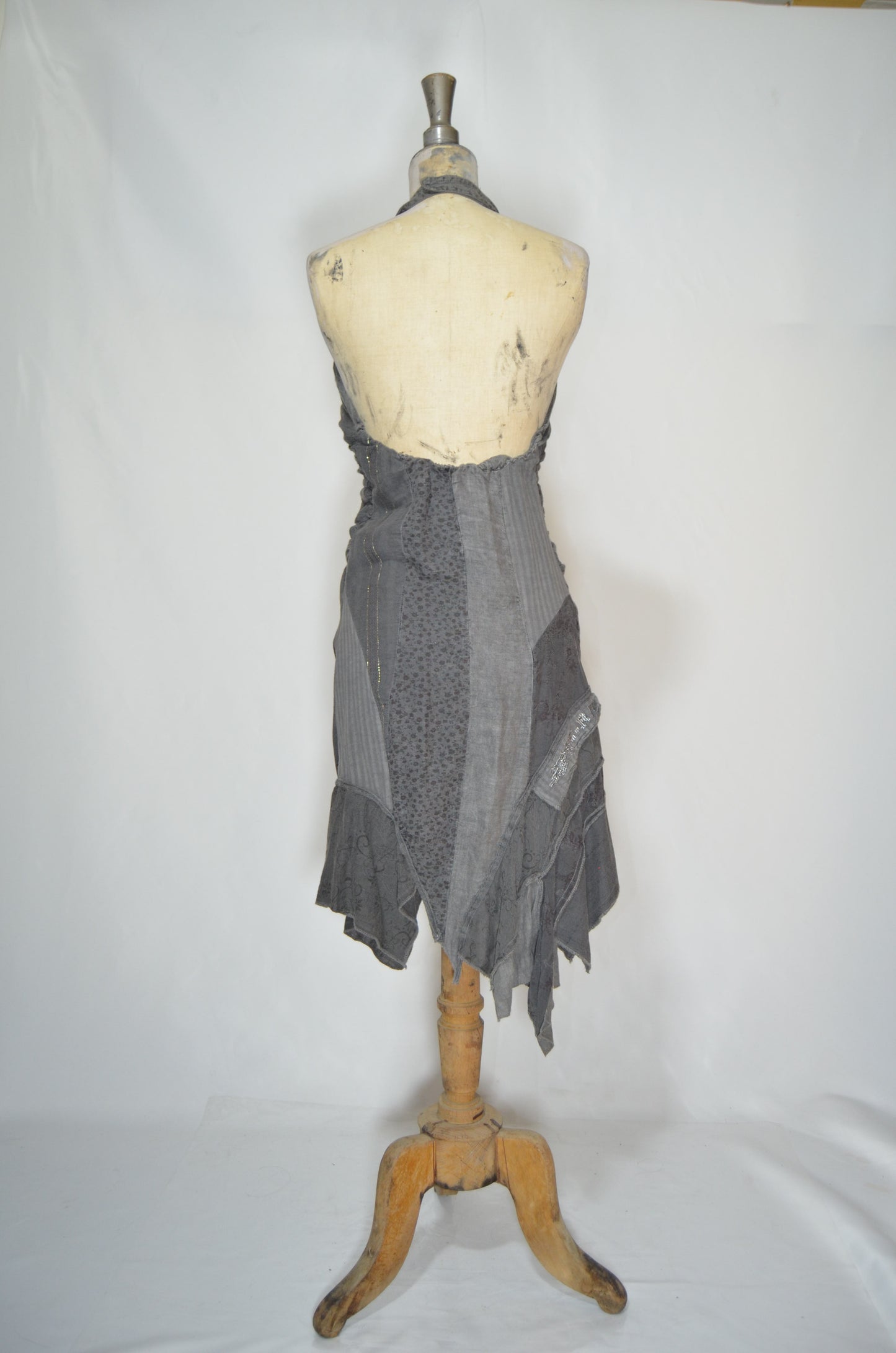 Grey Fitted Asymmetrical Midi Dress