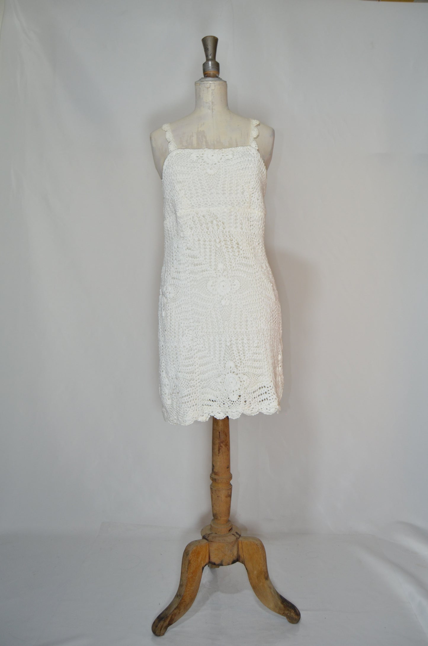 White Crochet Fitted Mini Dress