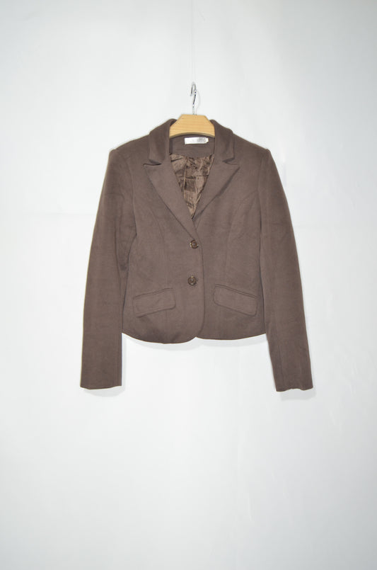 Brown Tailored Jacket with Suede Patches on the sleeve