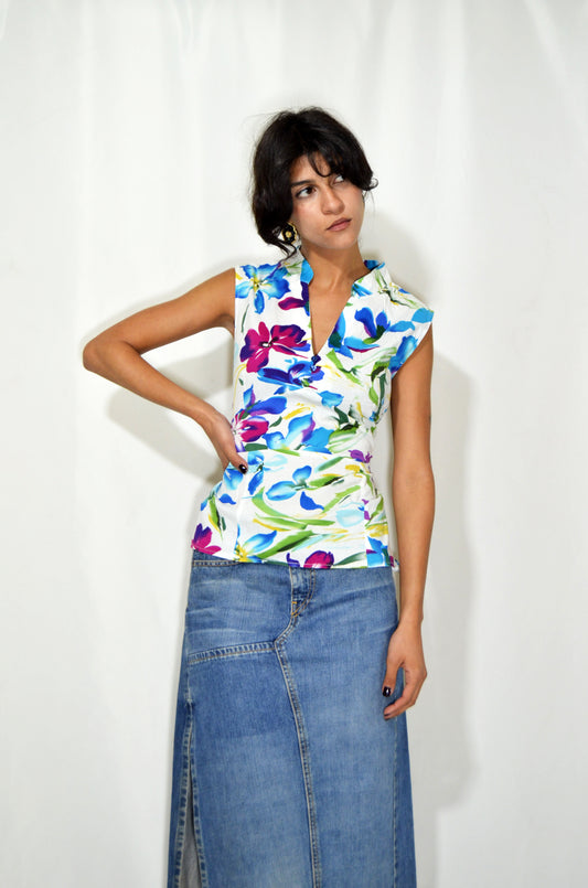 Floral Vintage Belted Top