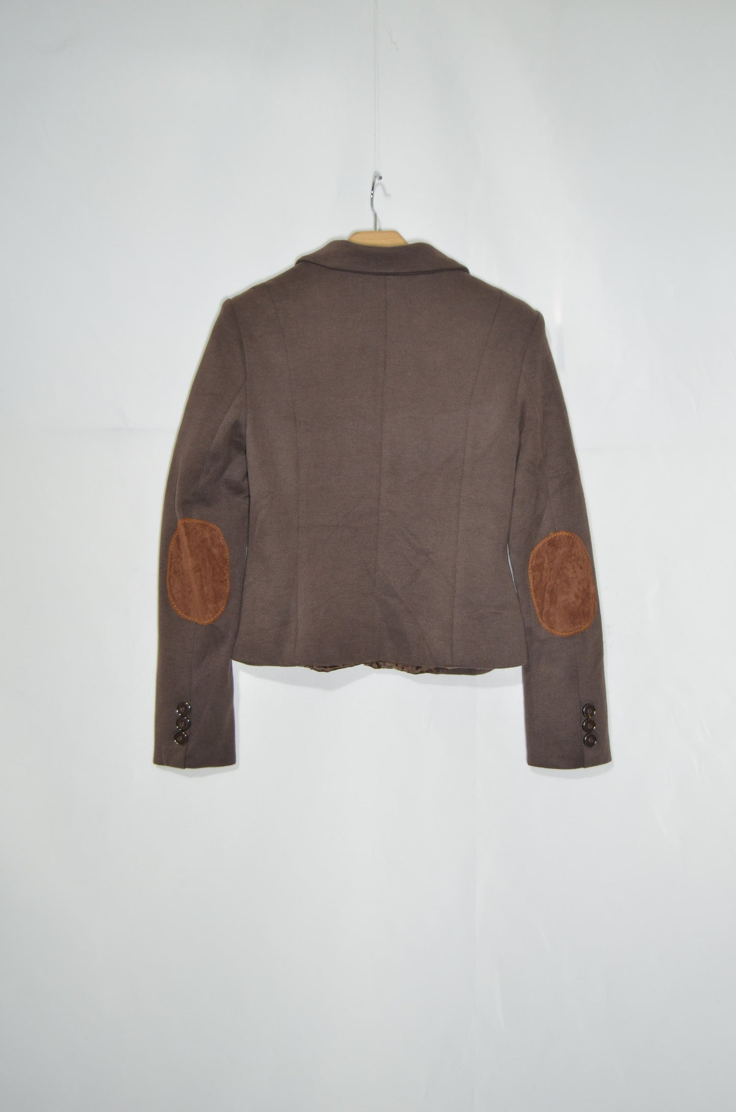 Brown Tailored Jacket with Suede Patches on the sleeve