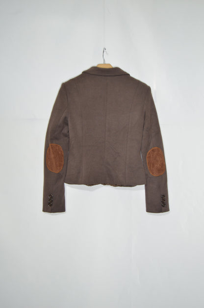 Brown Tailored Jacket with Suede Patches on the sleeve