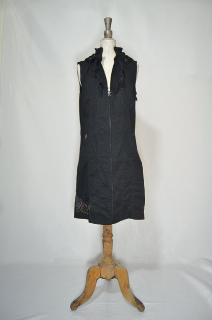 Black Baggy Midi Dress with a Hood