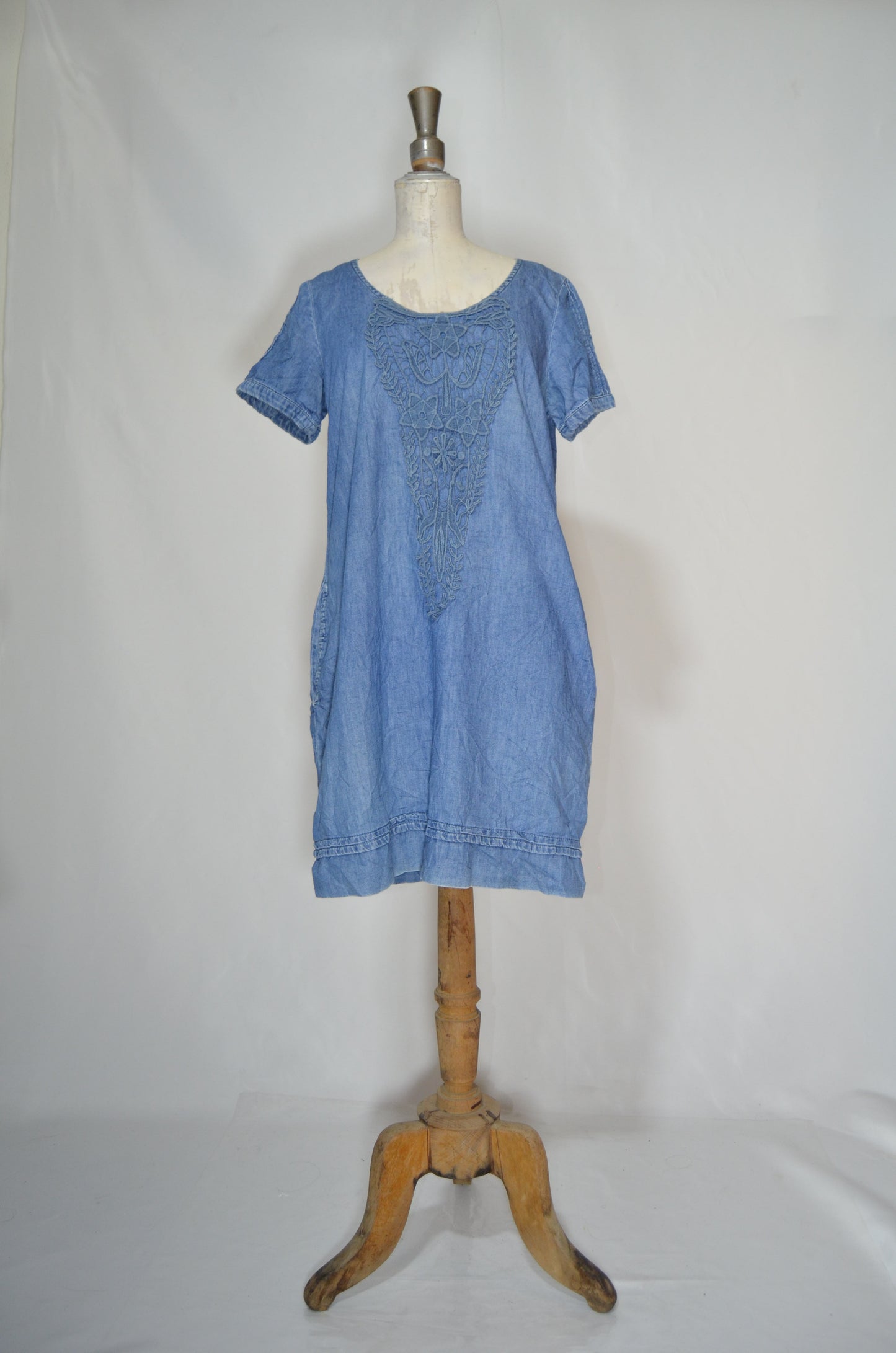 "Cortefiel" Blue Denim Straight Mini Dress