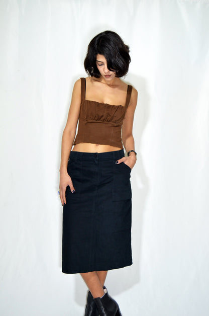 Black Vintage Midi Skirt