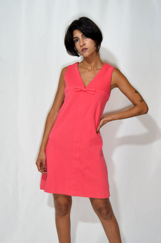 "Tara Jarmon" Pink Vintage Bow Dress
