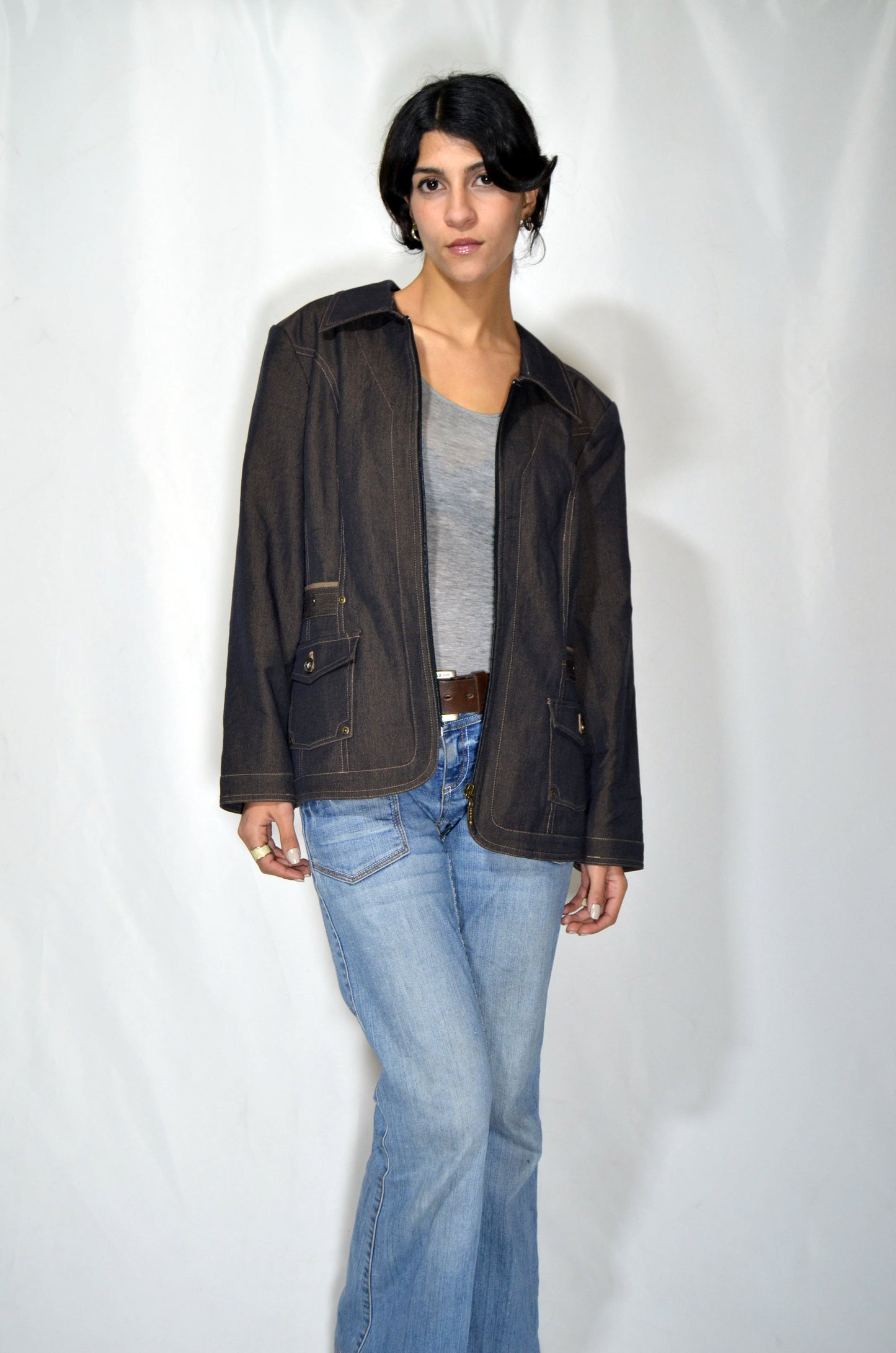 Brown Vintage Look-like-denim Jacket