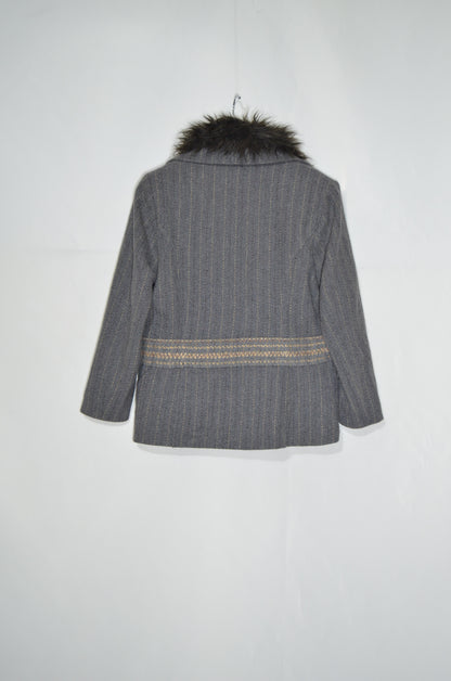 Grey Furry Tailored Jacket