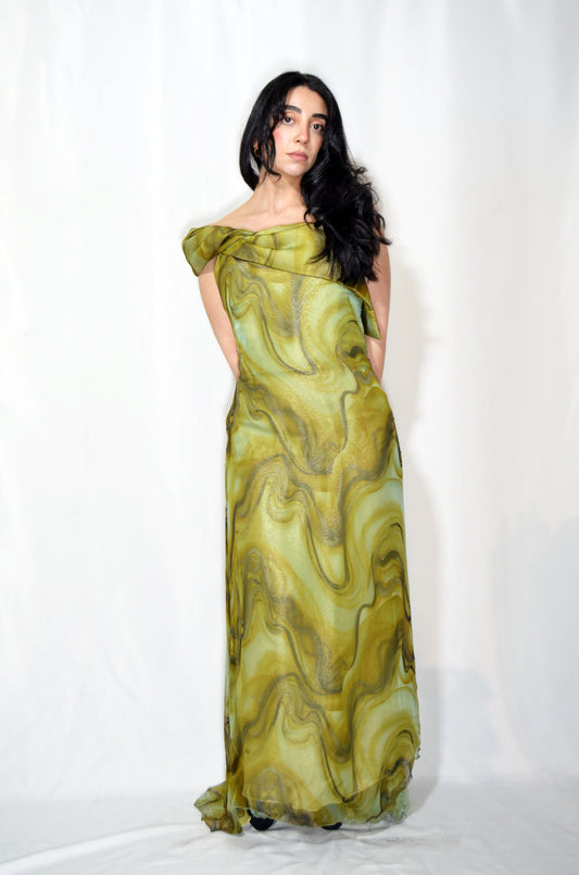 "Jacques Fath Paris" Green Vintage Evening Gown
