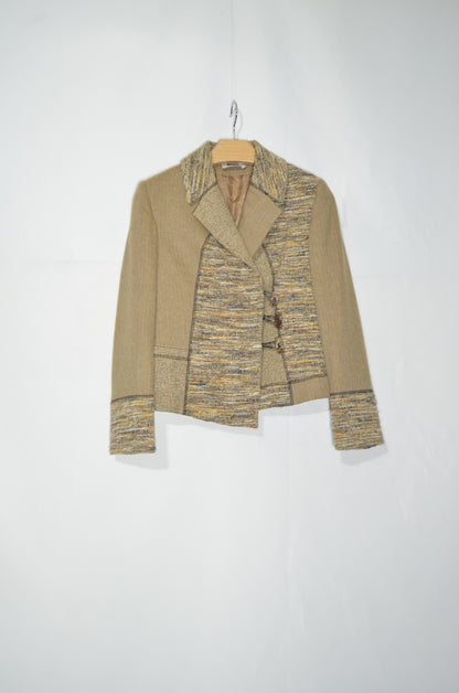 Beige Two Wool Fabrics Jacket