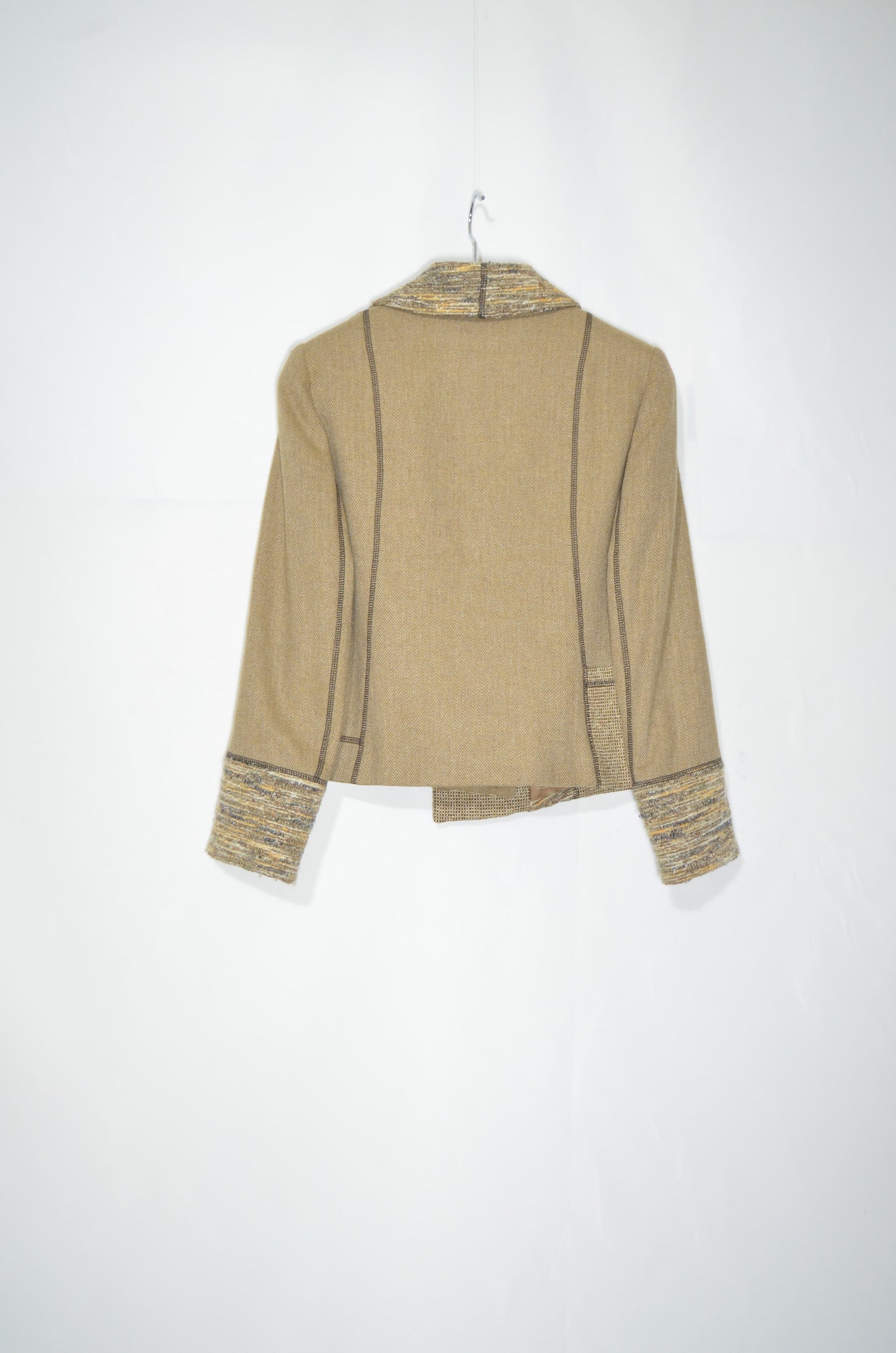 Beige Two Wool Fabrics Jacket