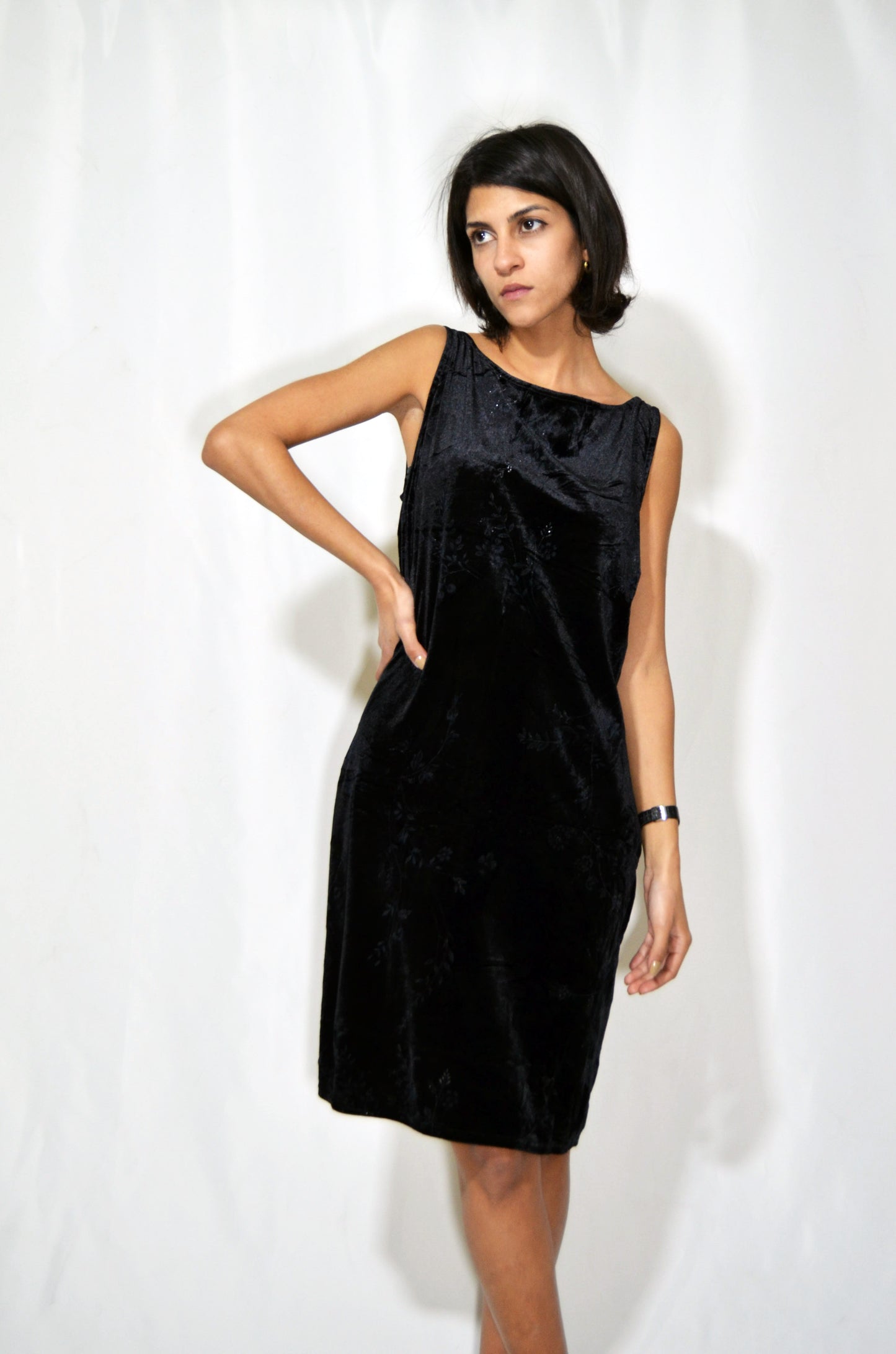 Black Velvet Sparkly Vintage Dress