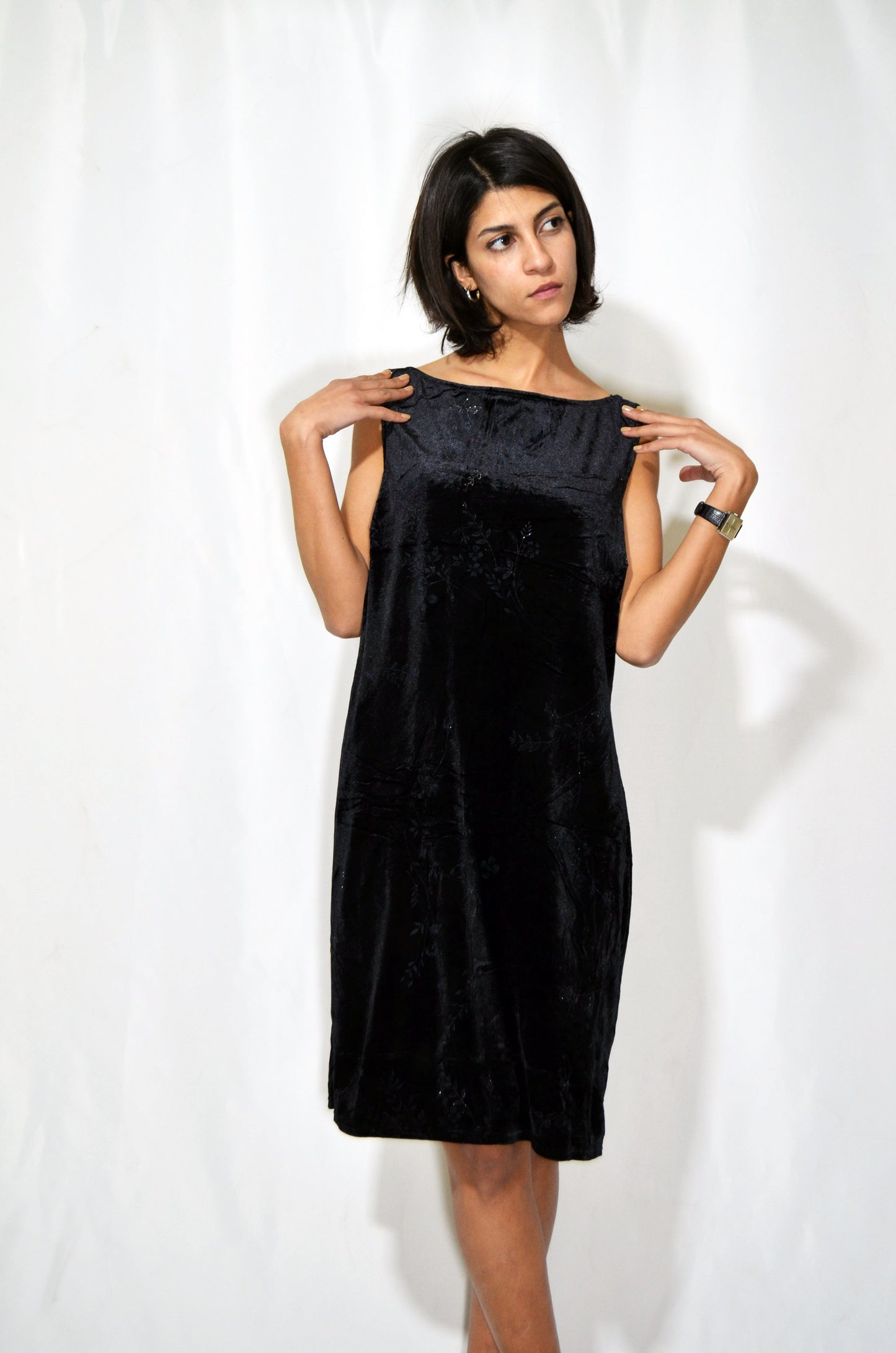 Black Velvet Sparkly Vintage Dress