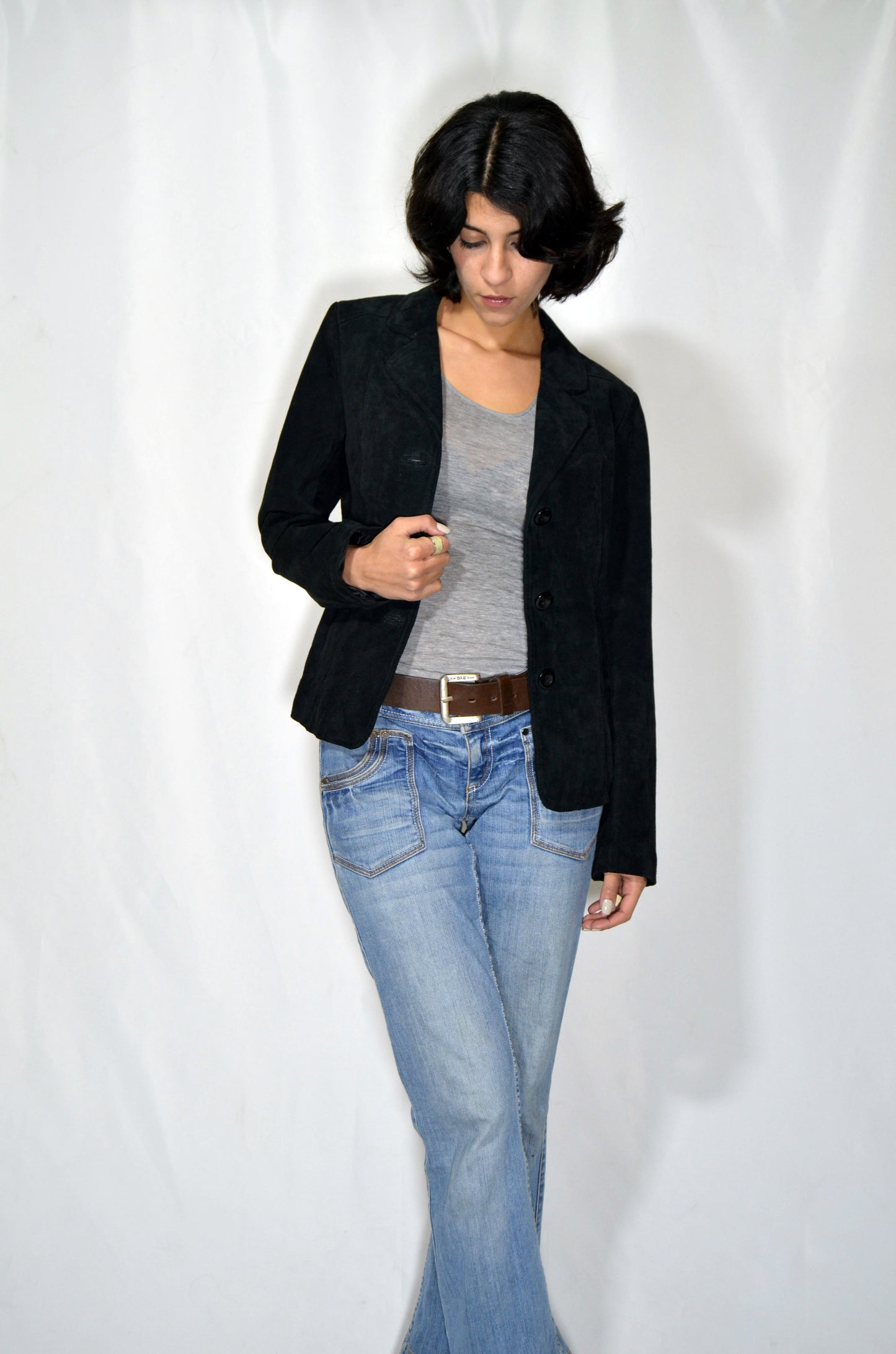 Black Suede Tailored Vintage Jacket