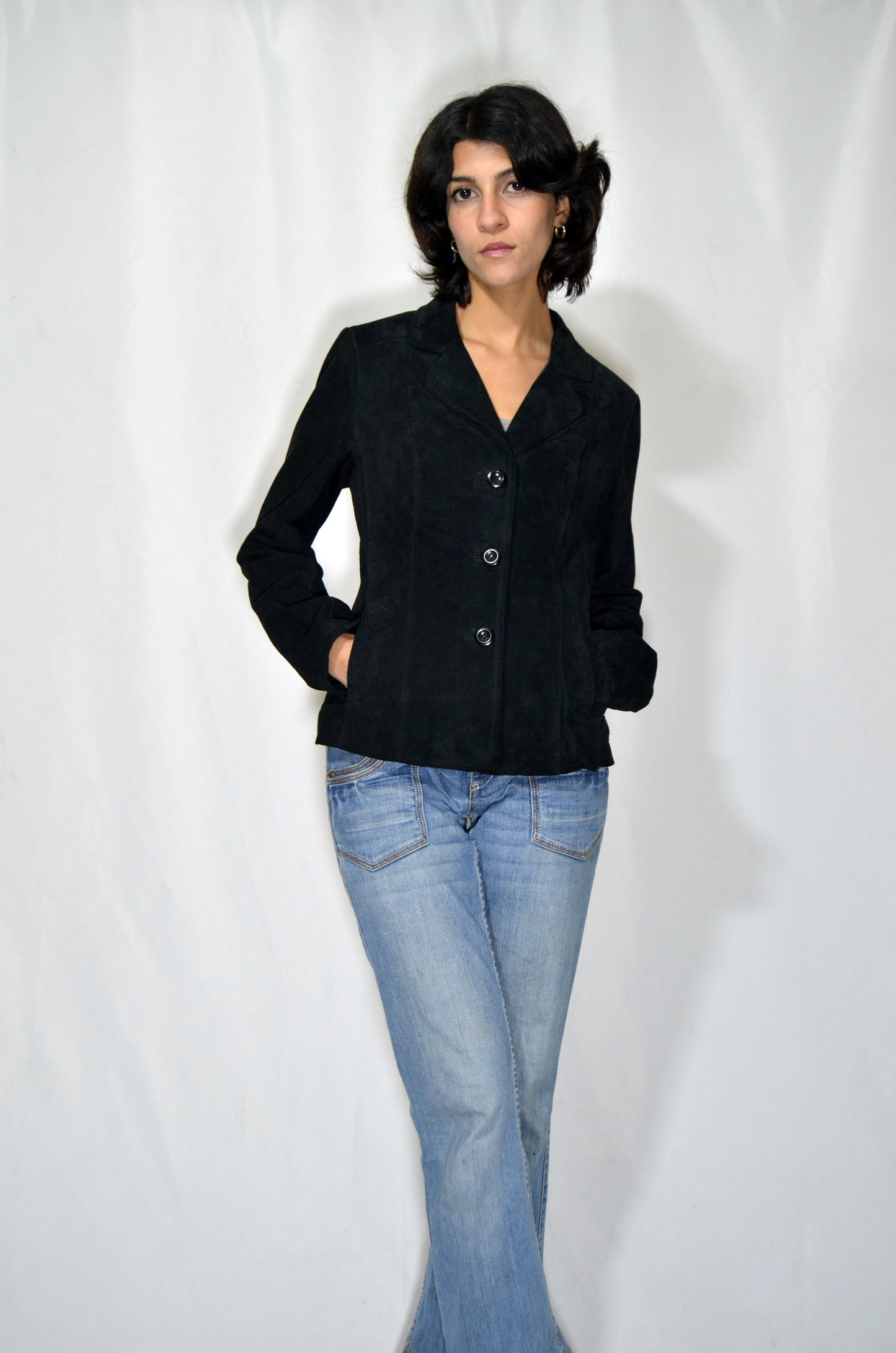 Black Suede Tailored Vintage Jacket