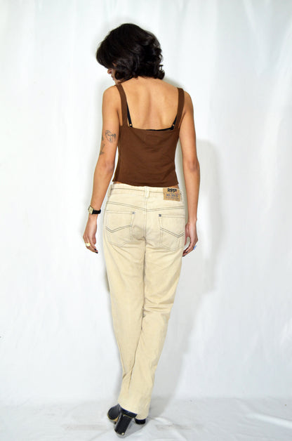 Beige Corduroy Vintage Pants