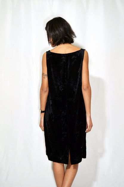 Black Velvet Sparkly Vintage Dress