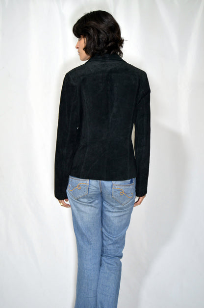 Black Suede Tailored Vintage Jacket