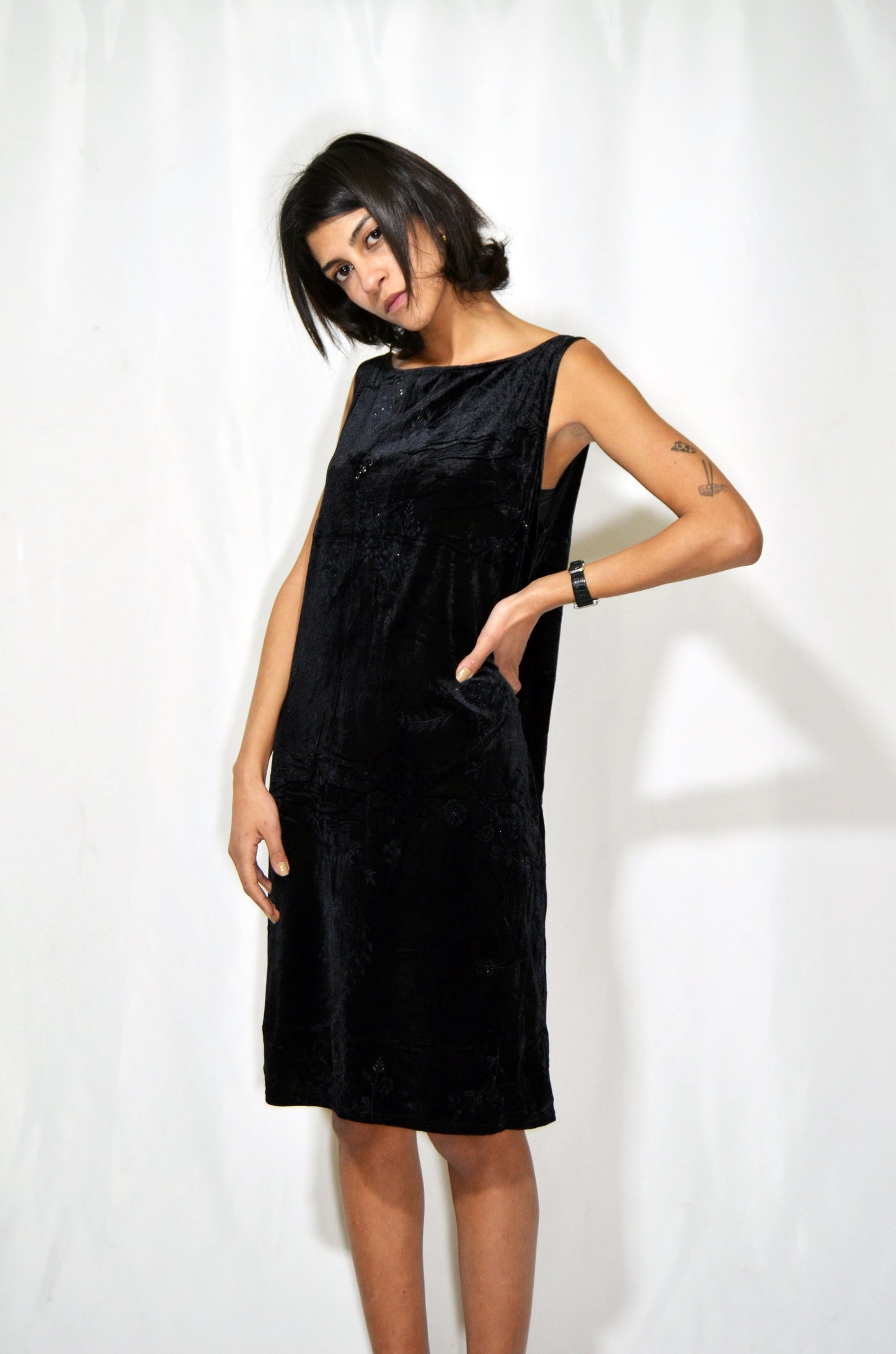 Black Velvet Sparkly Vintage Dress