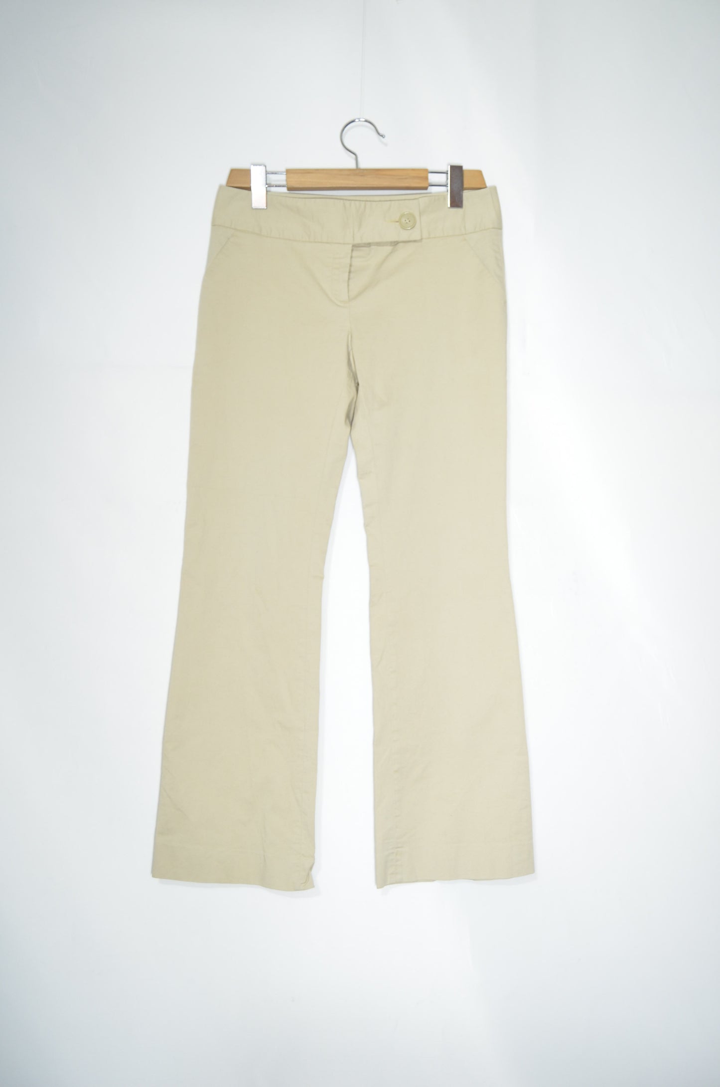 Beige Poplin Straight Dress Pants