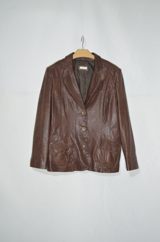 Brown Genuine Leather Tailored Jacket