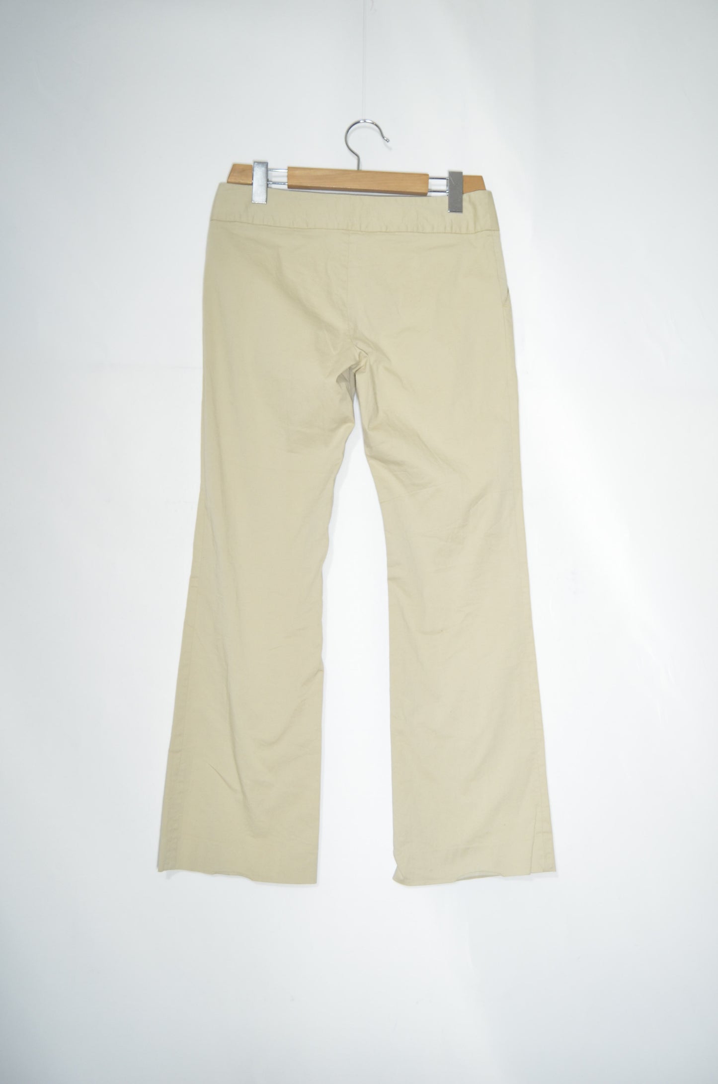 Beige Poplin Straight Dress Pants