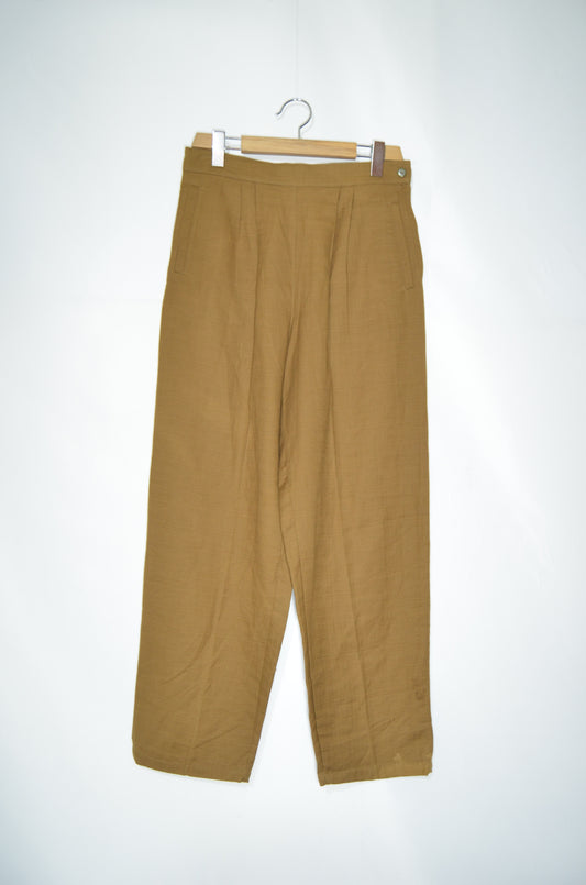 Brown Poplin Baggy Pants