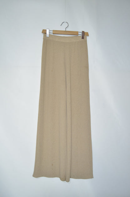 Beige Organza Flared Pants