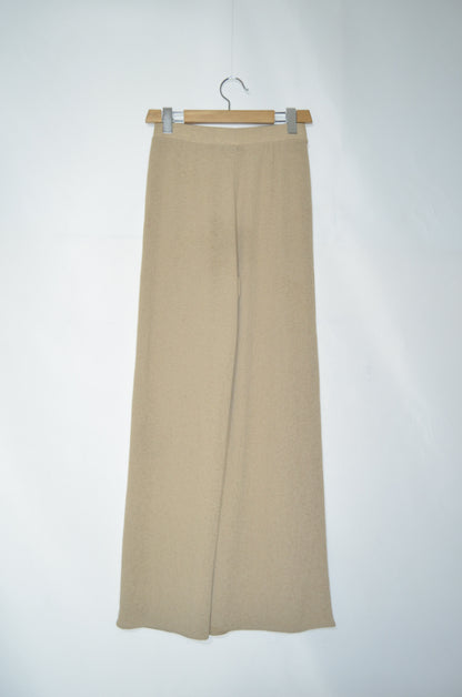 Beige Organza Flared Pants