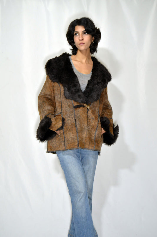 Brown Suede & Fur Vintage Jacket