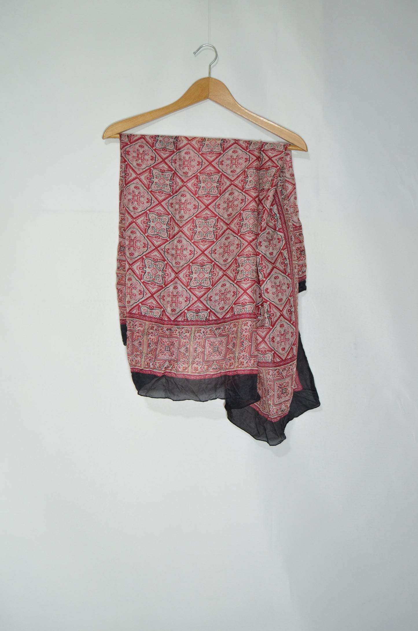 Pink & Black Patterned Light Scarf