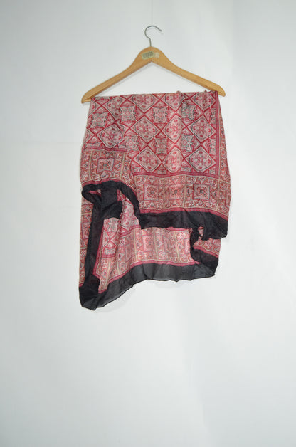 Pink & Black Patterned Light Scarf