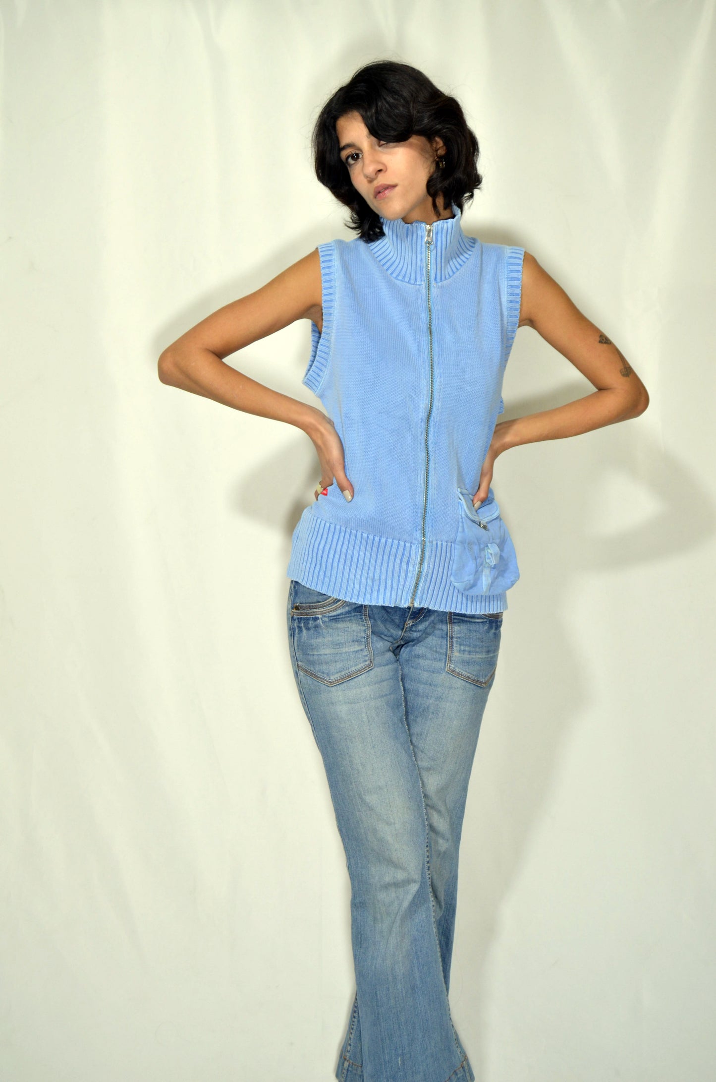 Blue Wool Vintage Gilet