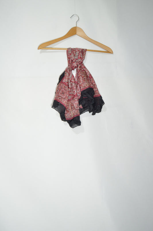 Pink & Black Patterned Light Scarf